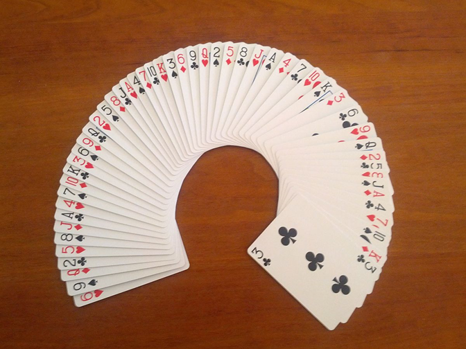 A deck of 52 playing cards